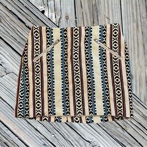 Divided H&M Tribal Woven Aztec Tapestry Bohemian Mini Skirt Ivory Combo 6